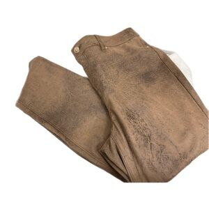 Chico's Faux Suede Worn Luggage Slim Pants Size 1/medium-8 NWT